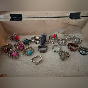 Elegant Silver and Gemstone Ring Set